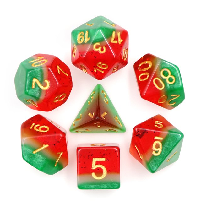 High Quality 7pcs/set Bulk Custom Rainbow Color Polyhedral Cube Dice 16mm Layered RPG Role Playing Games Resin Acrylic Plastic