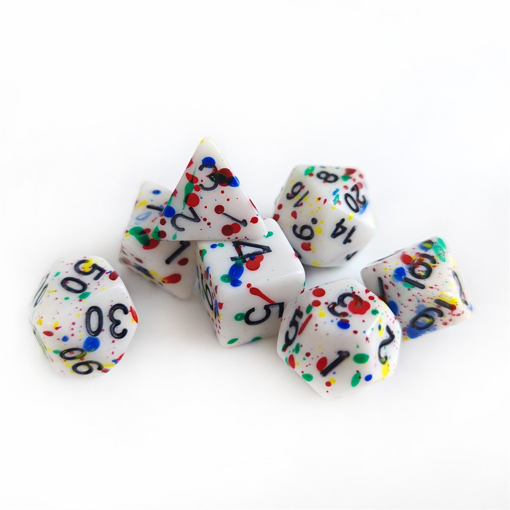 Custom Wholesale 7pcs Polyhedral Plastic DND Role Playing Game Dice d4 d6 d8 d10 d12 d20 d% 16mm Acrylic RPG Dice Set
