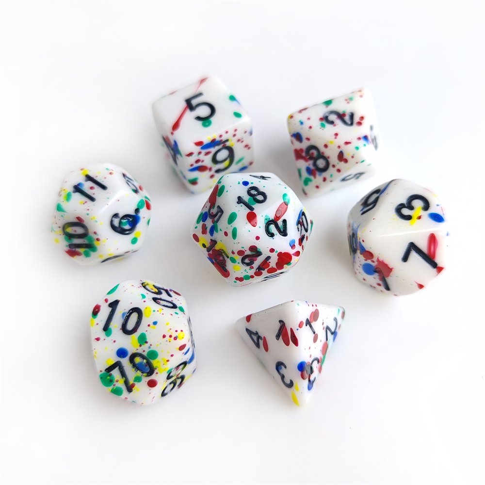 Custom Wholesale 7pcs Polyhedral Plastic DND Role Playing Game Dice d4 d6 d8 d10 d12 d20 d% 16mm Acrylic RPG Dice Set