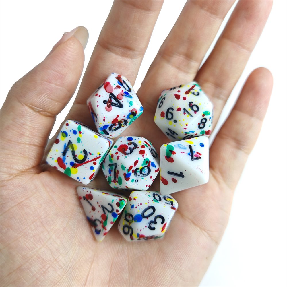 Custom Wholesale 7pcs Polyhedral Plastic DND Role Playing Game Dice d4 d6 d8 d10 d12 d20 d% 16mm Acrylic RPG Dice Set