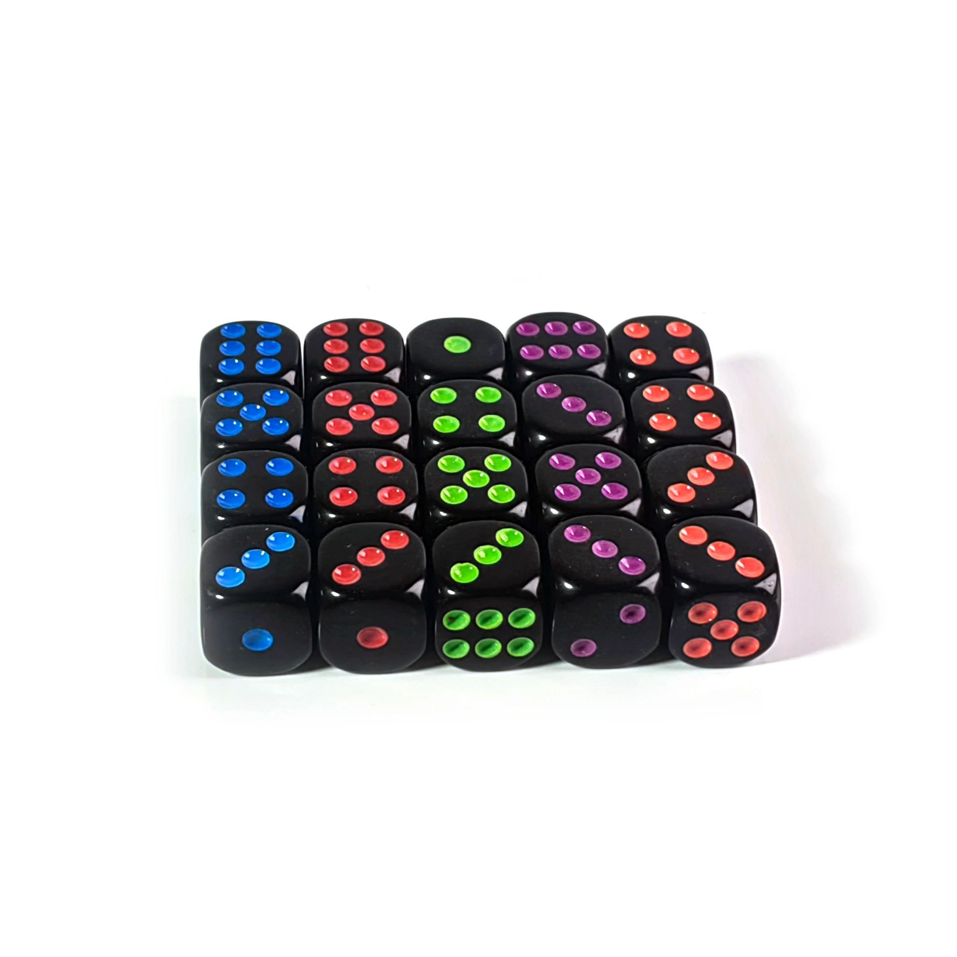 High Quality Multicolor Pip custom engraved 16mm 6 sided casino rpg dice for game