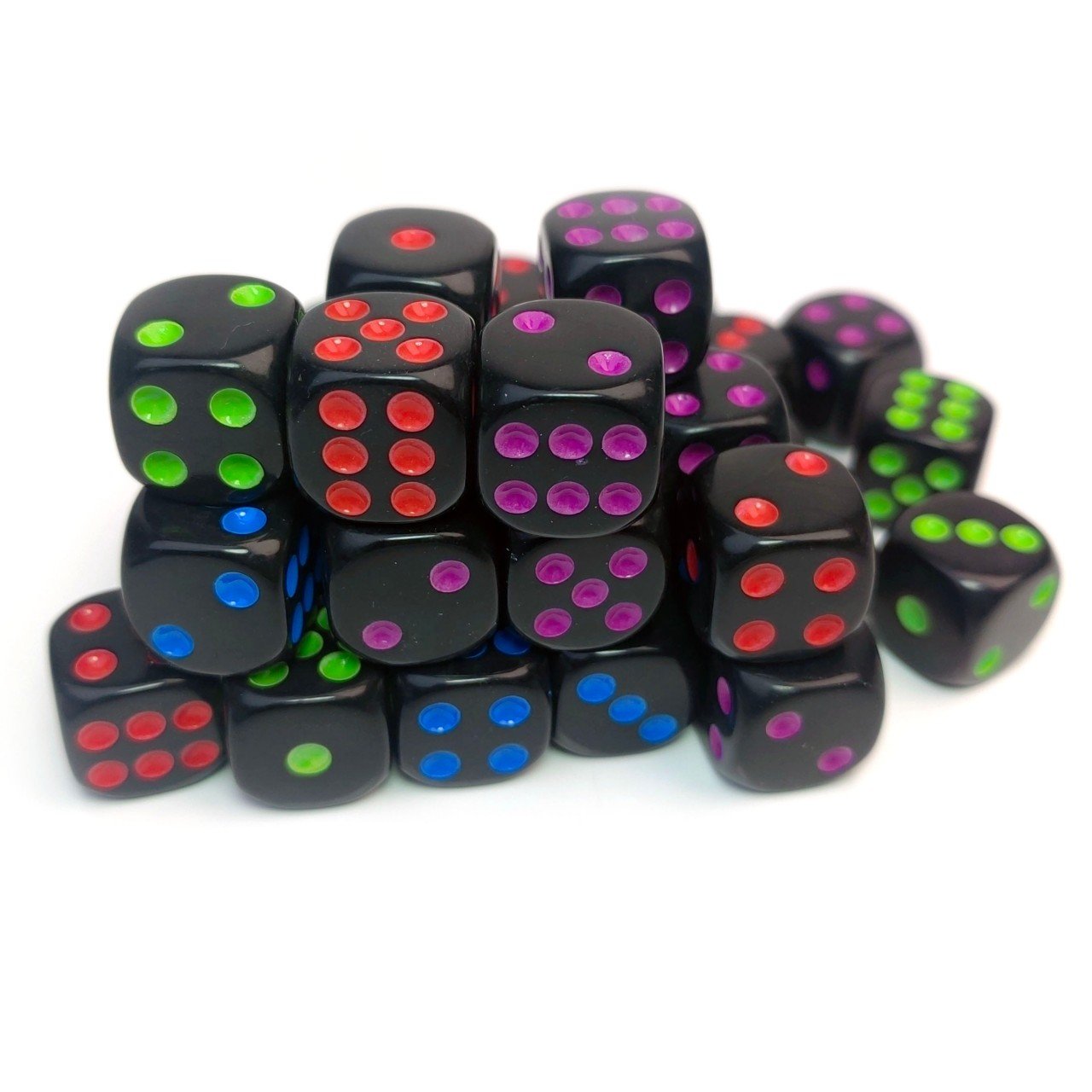 High Quality Multicolor Pip custom engraved 16mm 6 sided casino rpg dice for game