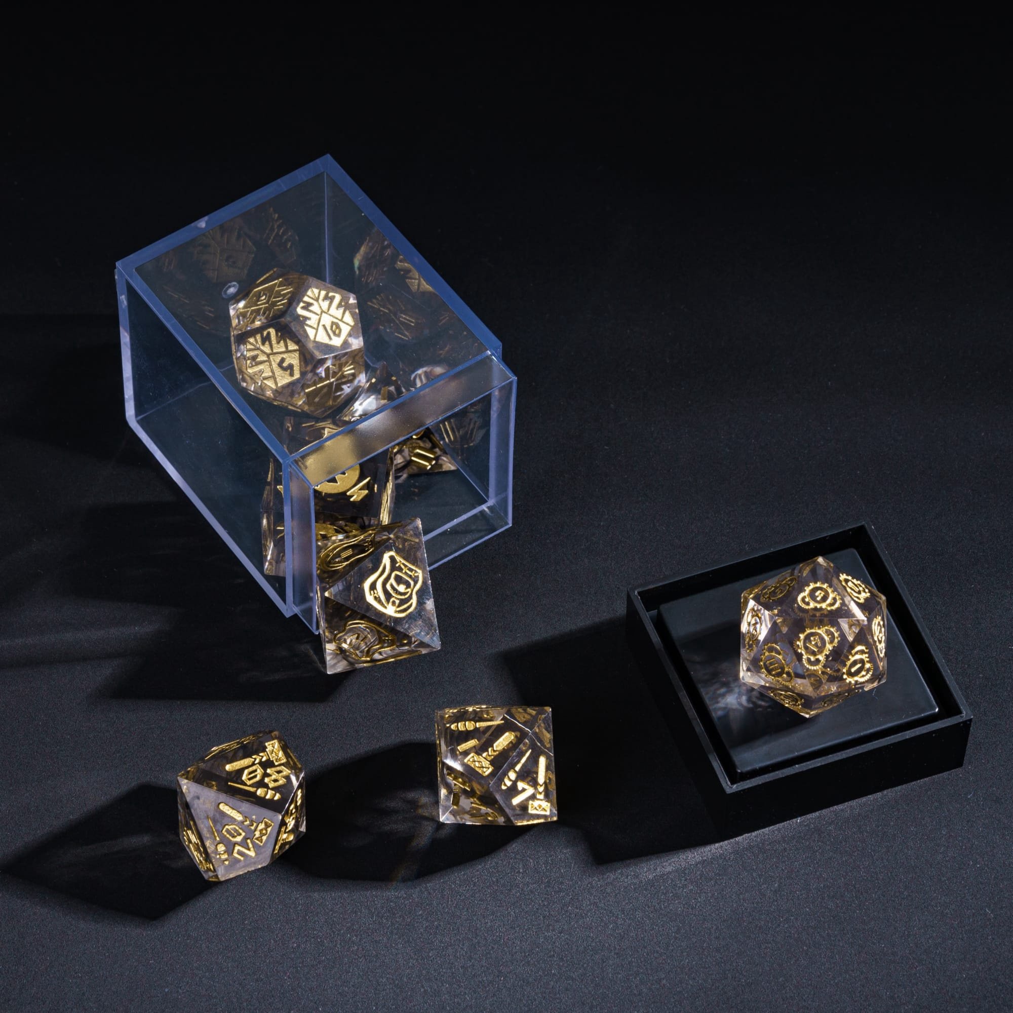 Udixi custom Polyhedron resin Sharp Edge dungeons and dragons dice rpg set Random casing board games dice
