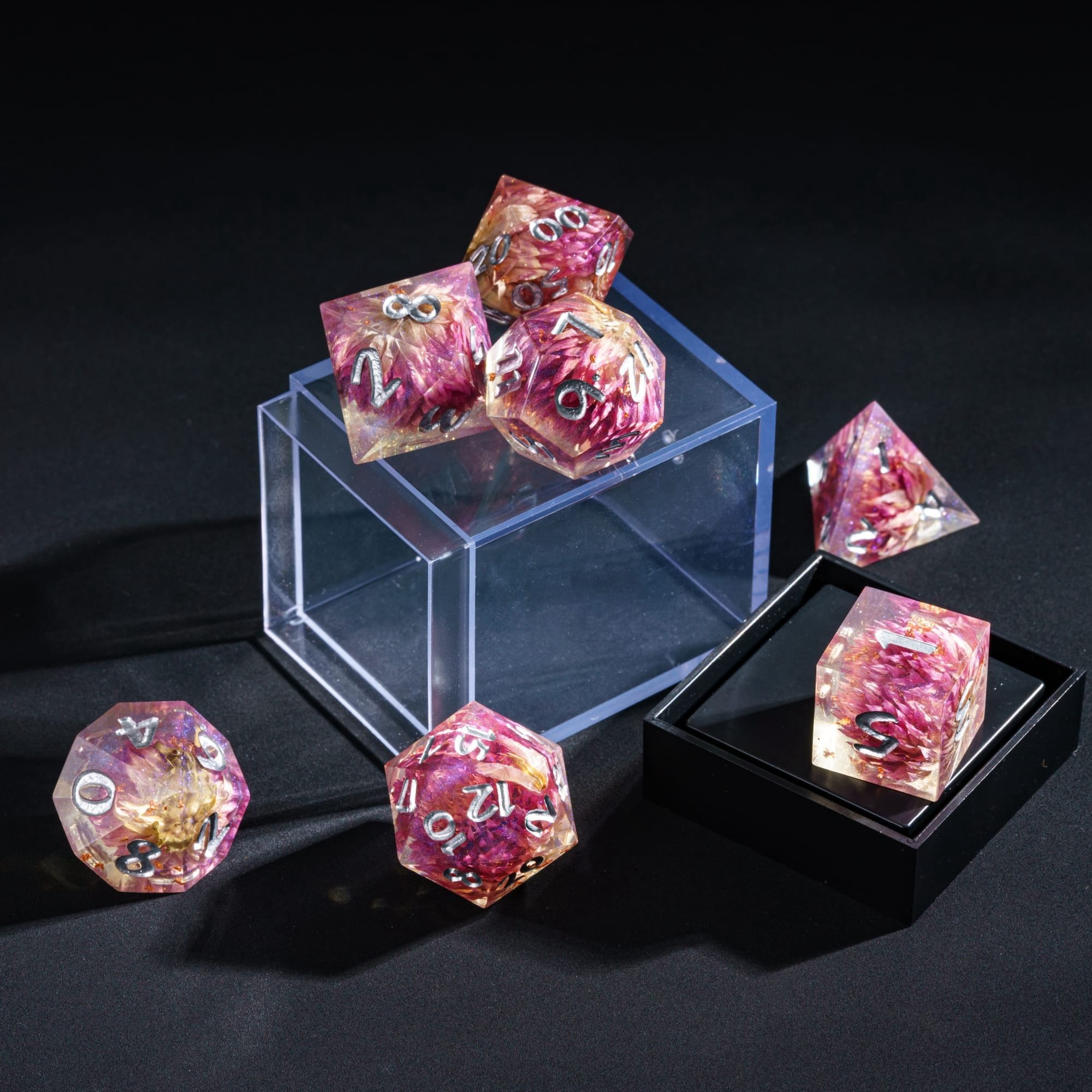 Udixi custom Polyhedron resin Sharp Edge dungeons and dragons dice rpg set Random casing board games dice