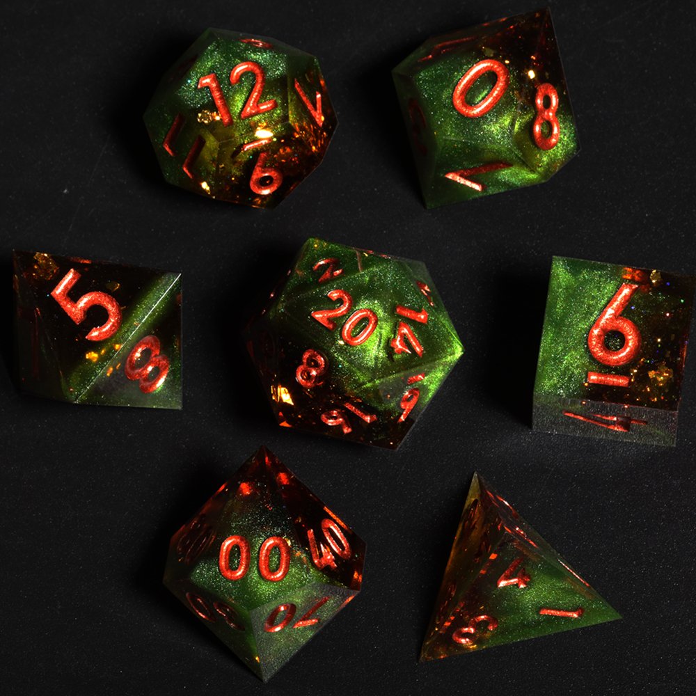 MINI PLANET Two Color DND Dice Set Handmade Polyhedral Resin Dice RPG Dragon&Dungeon Game Wholesale Custom DND Dice Sharp Edges