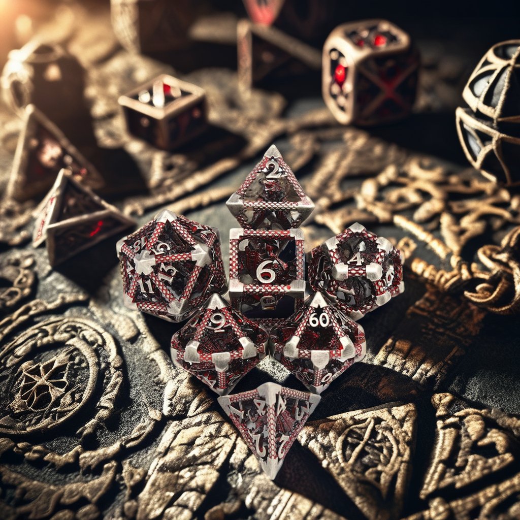 Mini Planet Wholesale RPG Board Games Handmade polyhedral Hollow Copper Metal 7pcs Dice Set Custom Logo for DND MTG Players