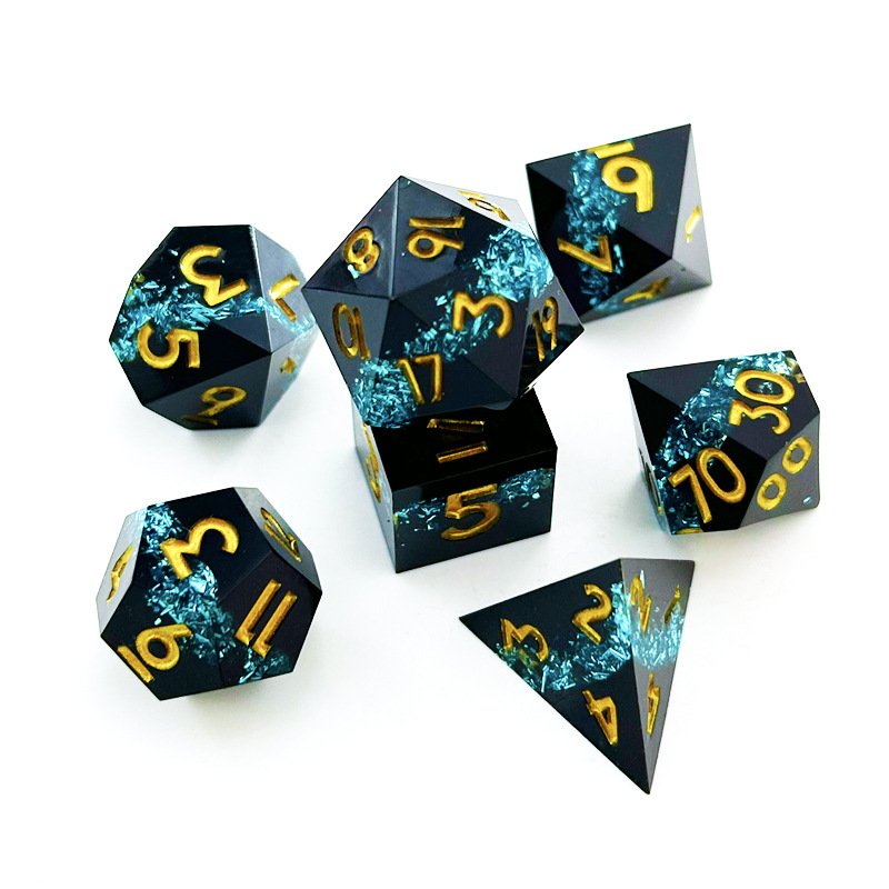 Polyhedral Shining Blue Sharp Resin Dnd Board Game Dice Set For Playing Mtg Game