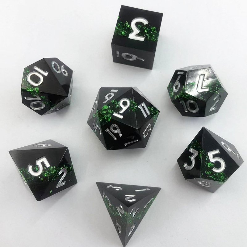 Polyhedral Shining Blue Sharp Resin Dnd Board Game Dice Set For Playing Mtg Game