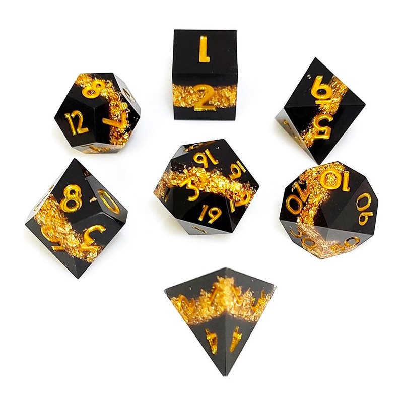 Polyhedral Shining Blue Sharp Resin Dnd Board Game Dice Set For Playing Mtg Game