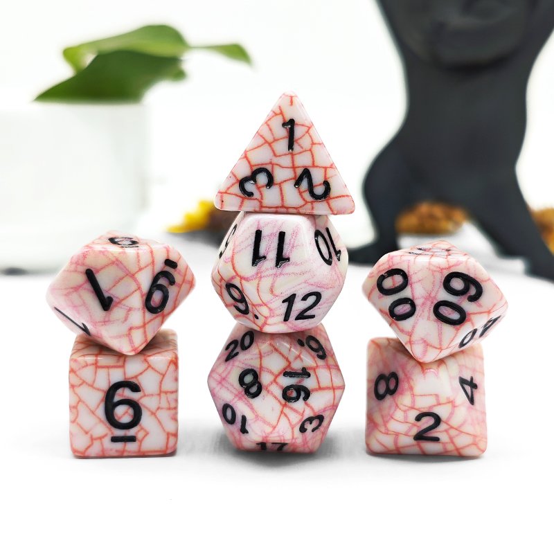 Hot Sales Polyhedral DnD Web dice Set Red Color Dice 7pcs Set for DND Dice Rolling Tower