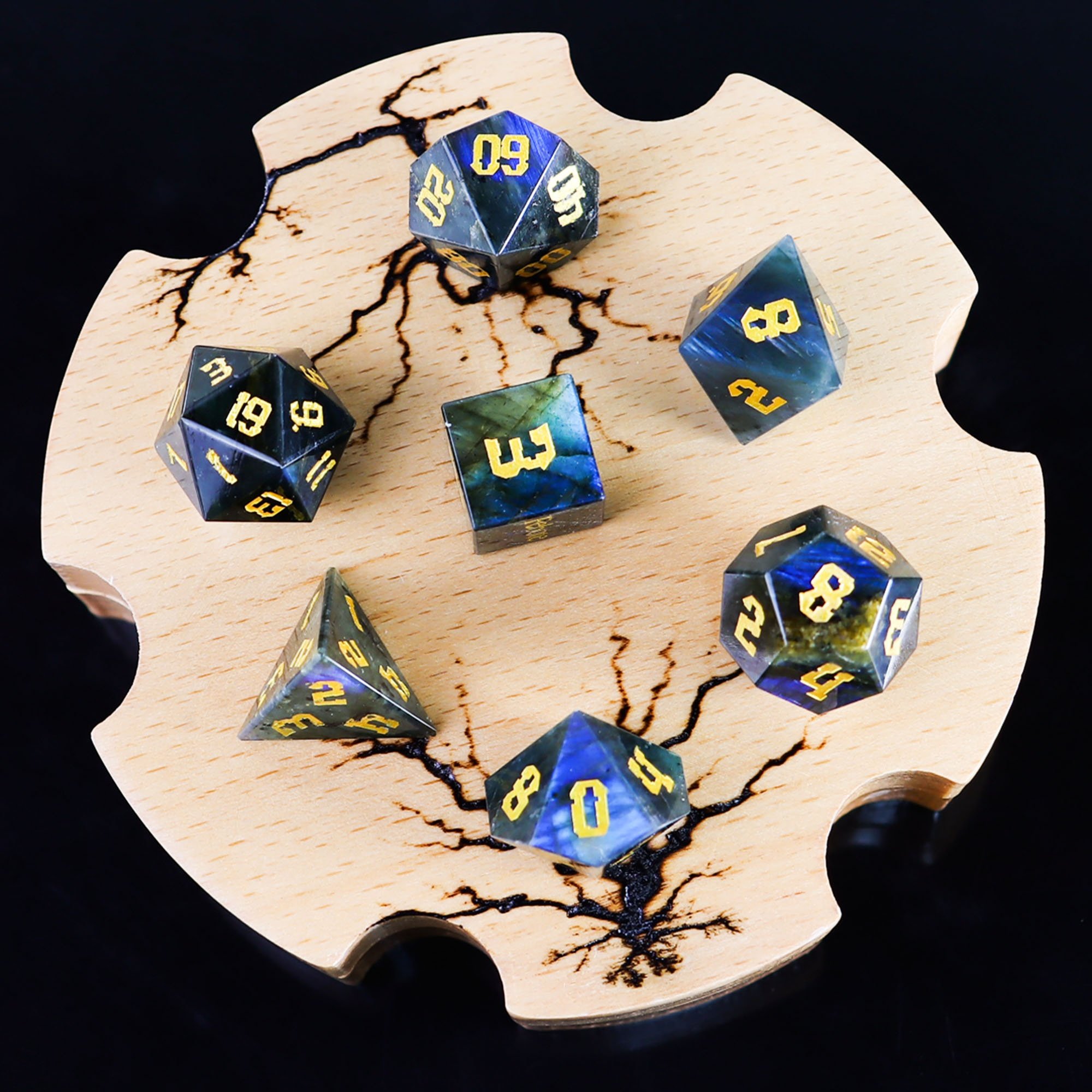 Natural Labradorite Stone Dice DND Gemstone Dice Set For Dungeons And Dragons RPG