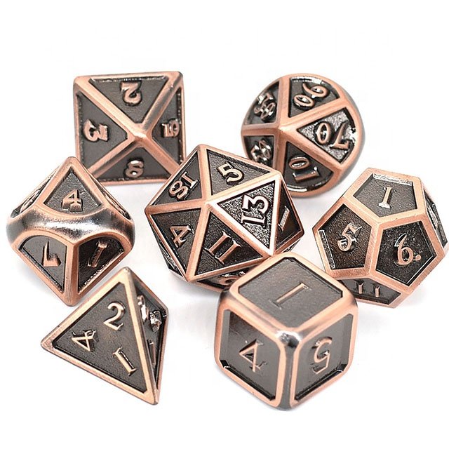 Udixi Polyhedral Metal Dungeons and Dragons RPG Game Custom Made Dice Set Plated Ancientl