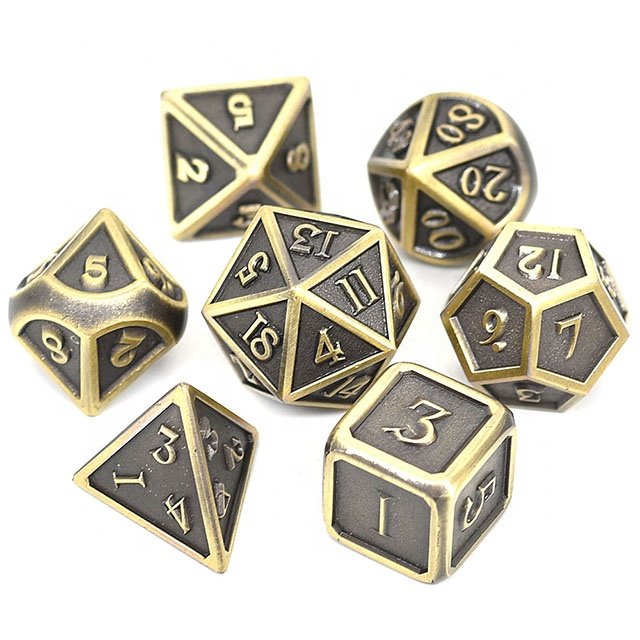 Udixi Polyhedral Metal Dungeons and Dragons RPG Game Custom Made Dice Set Plated Ancientl
