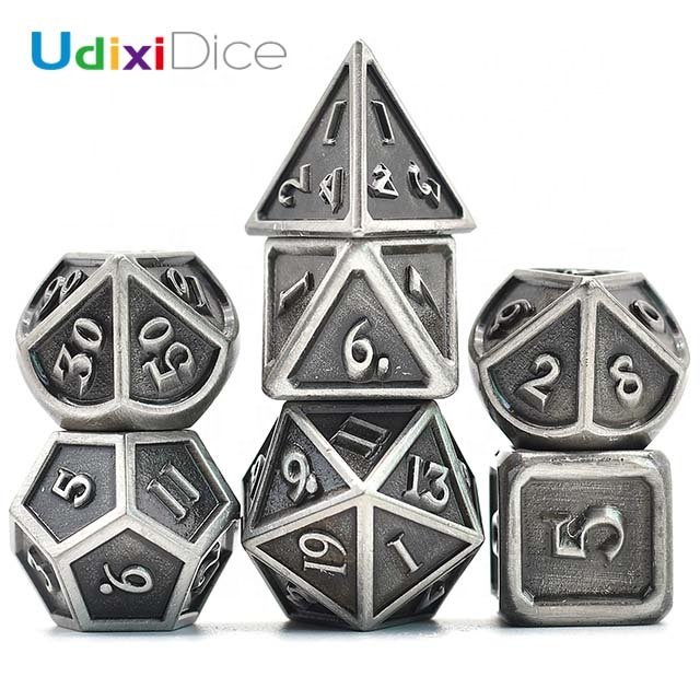Udixi Polyhedral Metal Dungeons and Dragons RPG Game Custom Made Dice Set Plated Ancientl