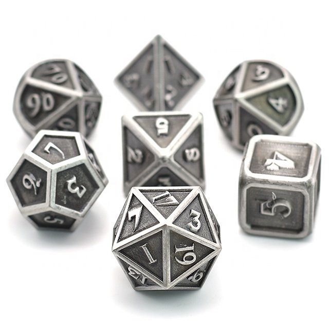Udixi Polyhedral Metal Dungeons and Dragons RPG Game Custom Made Dice Set Plated Ancientl