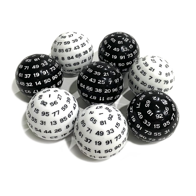 Custom 100 sided spherical acrylic dice white polyhedral game dice d100