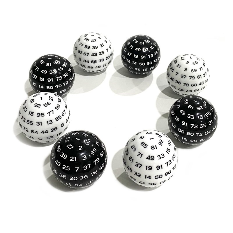 Custom 100 sided spherical acrylic dice white polyhedral game dice d100
