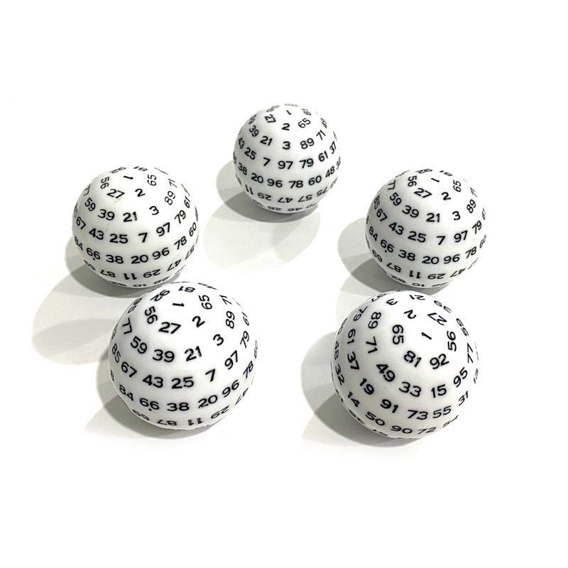 Custom 100 sided spherical acrylic dice white polyhedral game dice d100