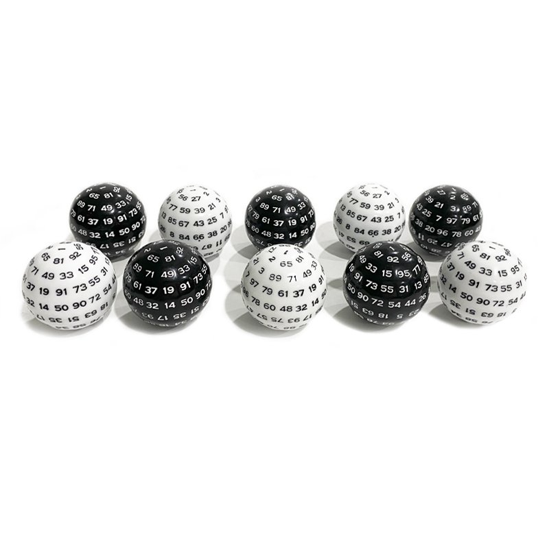 Custom 100 sided spherical acrylic dice white polyhedral game dice d100