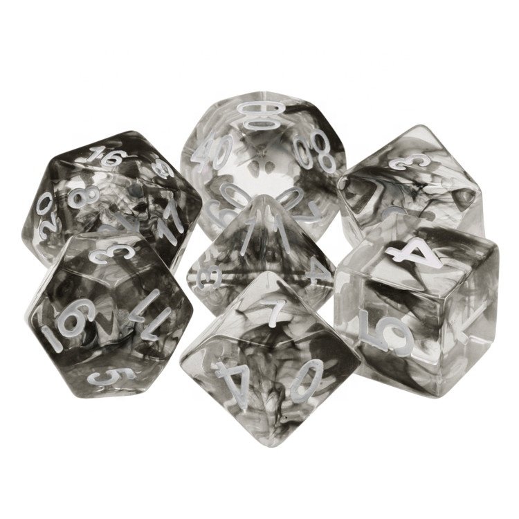 HD Premium Black Nebula Translucent 16 mm plastic resin dice set for gifts