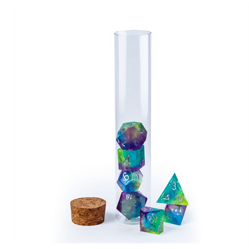 Udixi Custom Acrylic Polyhedral DND RPG 8pcs Set Transparent Plastic Dice Tubes DND Game Dice