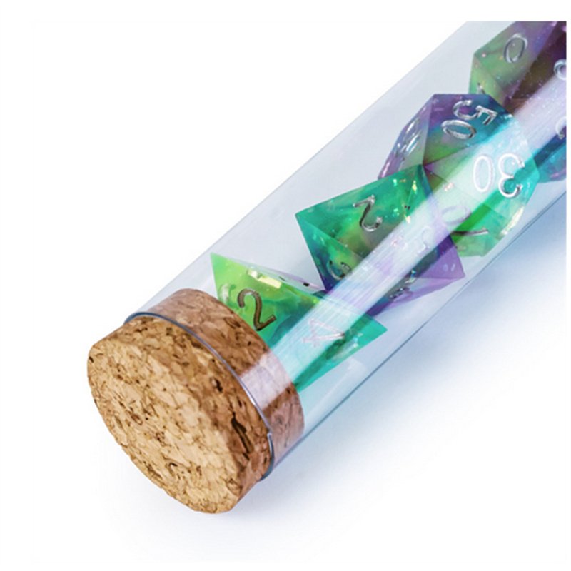 Udixi Custom Acrylic Polyhedral DND RPG 8pcs Set Transparent Plastic Dice Tubes DND Game Dice