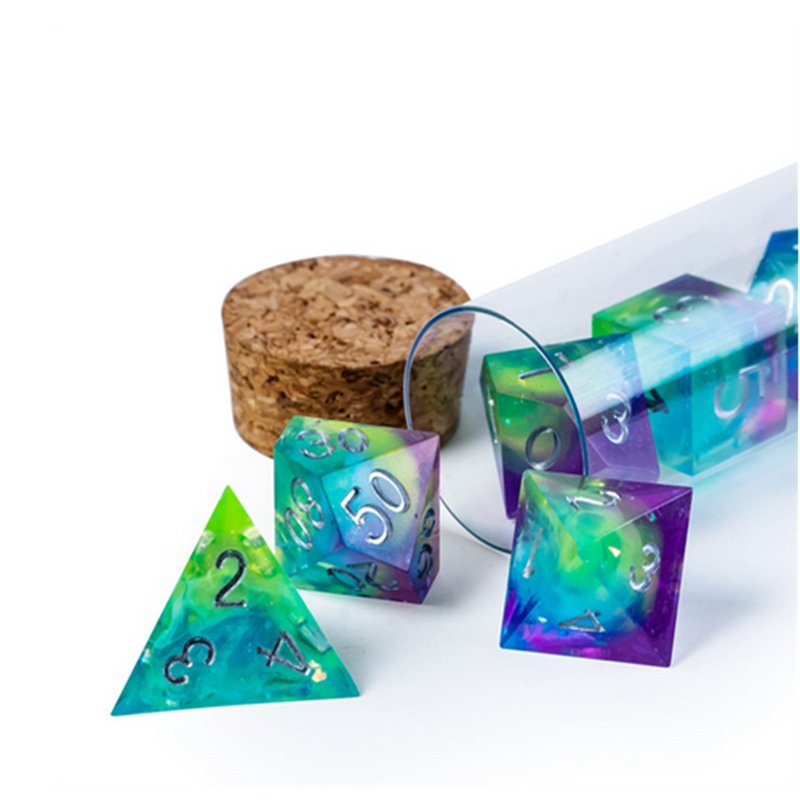 Udixi Custom Acrylic Polyhedral DND RPG 8pcs Set Transparent Plastic Dice Tubes DND Game Dice