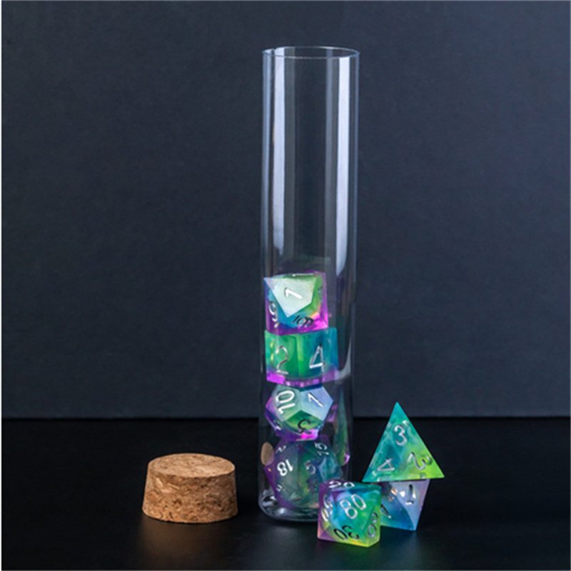 Udixi Custom Acrylic Polyhedral DND RPG 8pcs Set Transparent Plastic Dice Tubes DND Game Dice