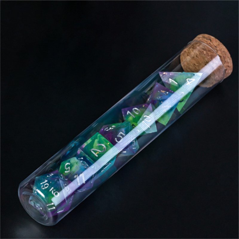 Udixi Custom Acrylic Polyhedral DND RPG 8pcs Set Transparent Plastic Dice Tubes DND Game Dice