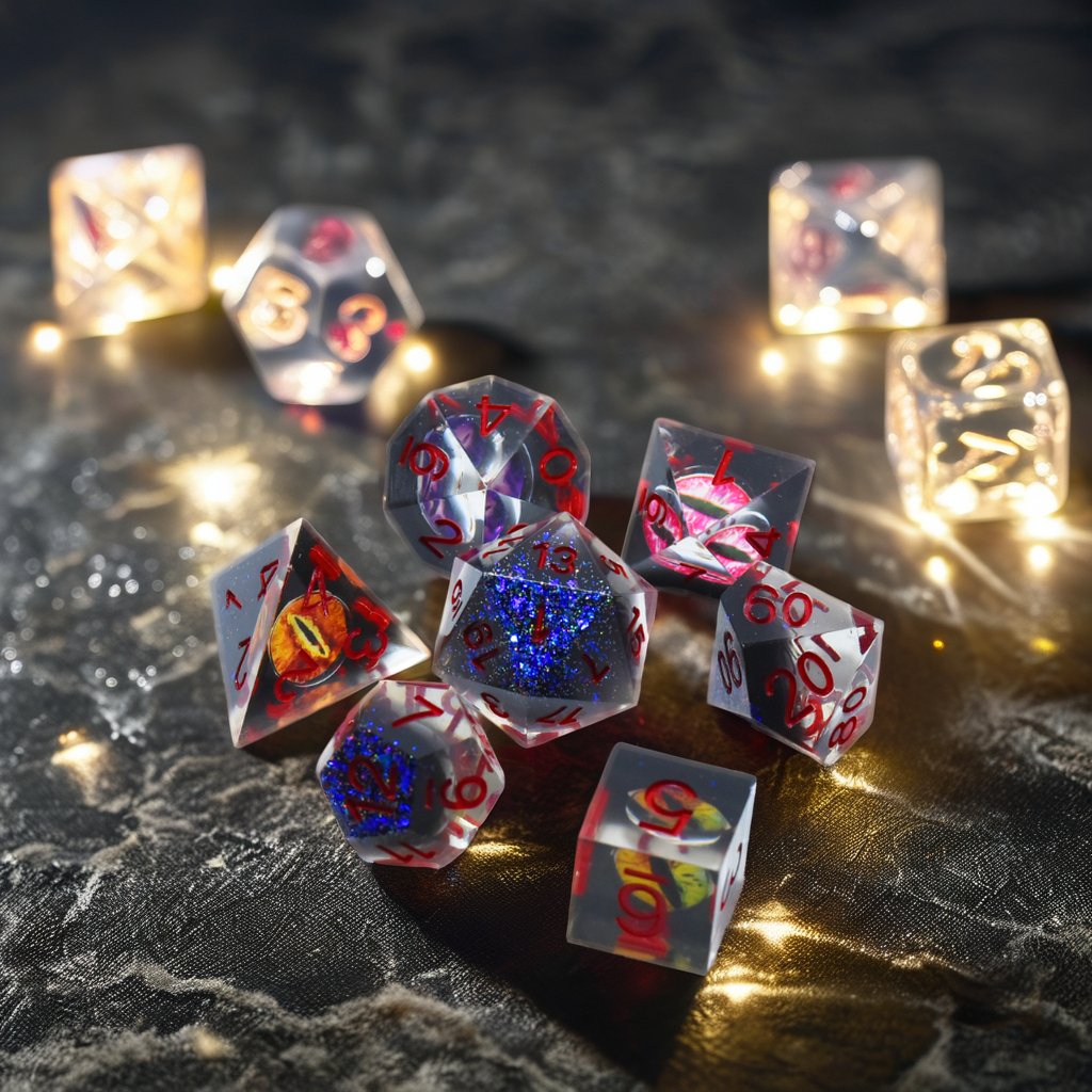 Handmade Square Corner Role Playing Table Game Resin DND Dragon Eye Dice Set For Board Games RPG