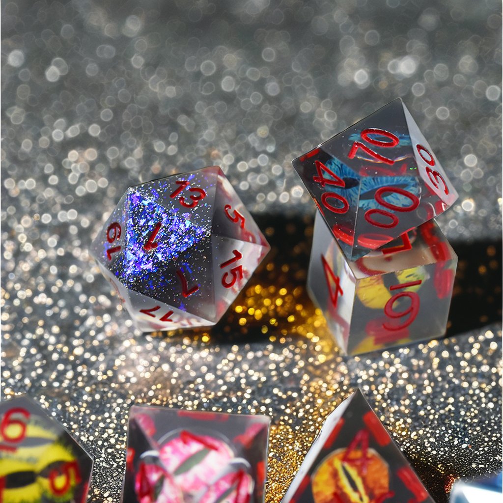 Handmade Square Corner Role Playing Table Game Resin DND Dragon Eye Dice Set For Board Games RPG