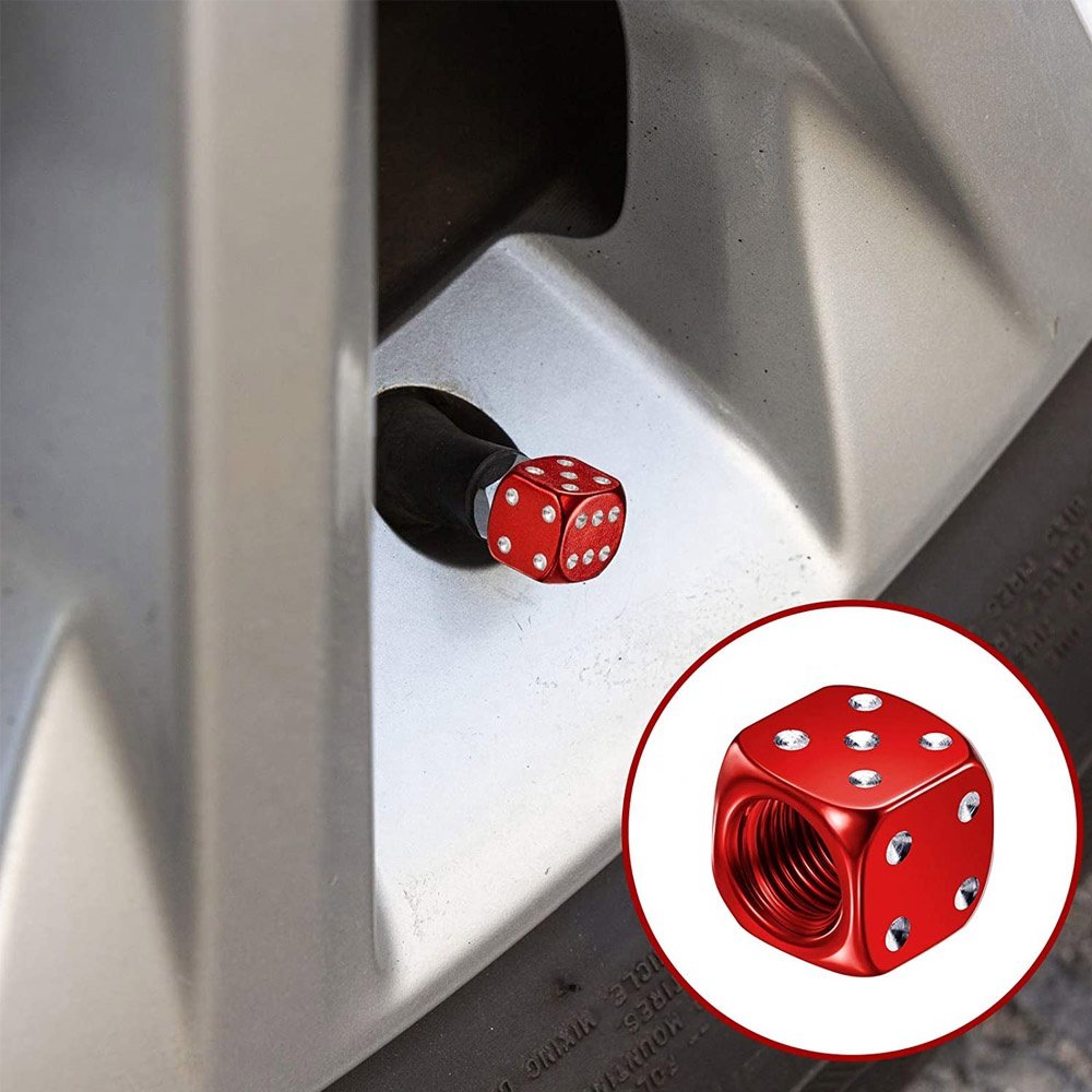 Aluminum dice tire valve caps anodized wheel rim tire stem covers universal car air valves dust-proof covers