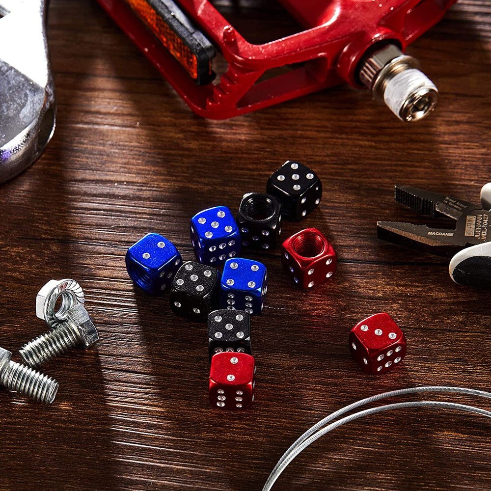 Aluminum dice tire valve caps anodized wheel rim tire stem covers universal car air valves dust-proof covers