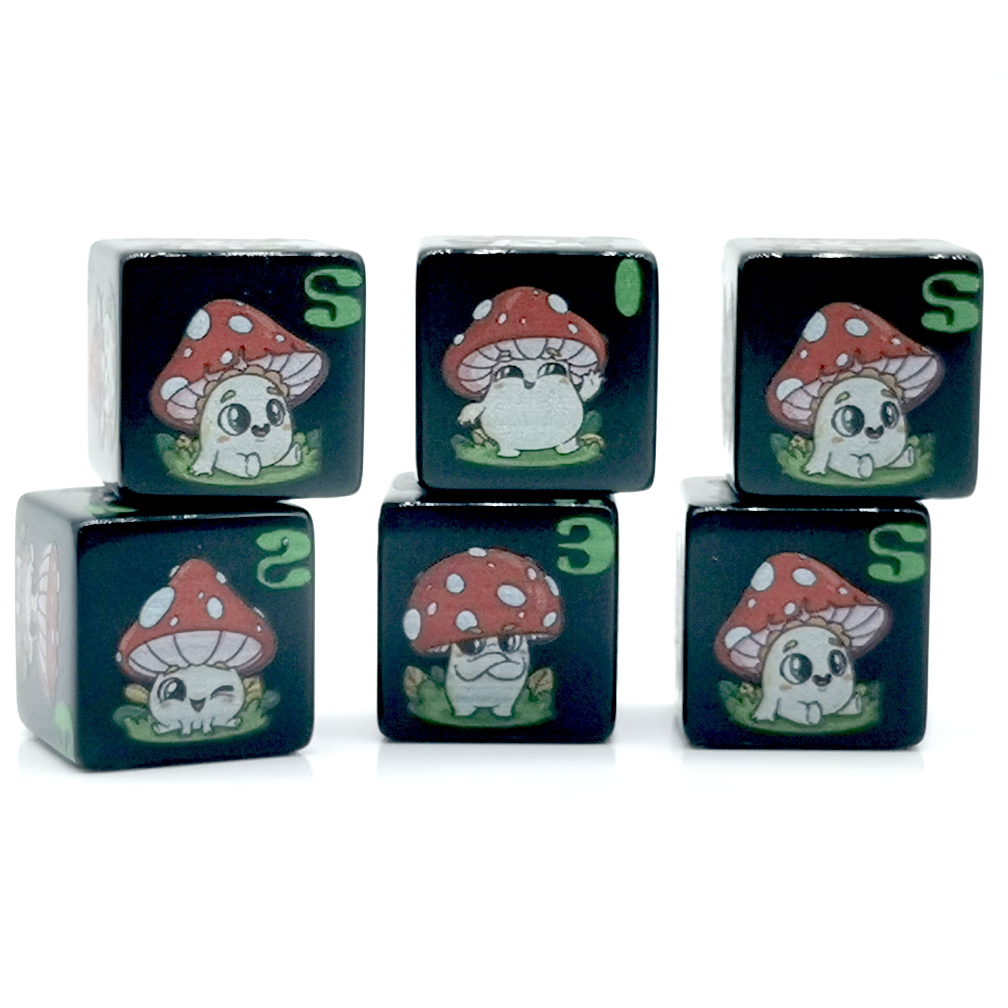Printed Mushroom Dice 6-Sided Acrylic Dice 16mm