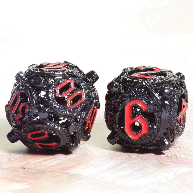 Mini Planet Wholesale RPG Board Games Handmade polyhedral Hollow Copper Metal 7pcs Dice Set Custom Logo for DND MTG Players