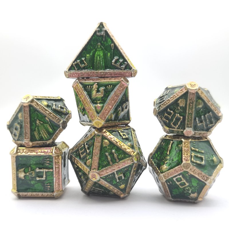 Hot Sale Polyhedral Solid Metal Dice Set Custom RPG Accessories Tabletop Board Games DND Metal Dice Set Made Zinc Alloy Copper