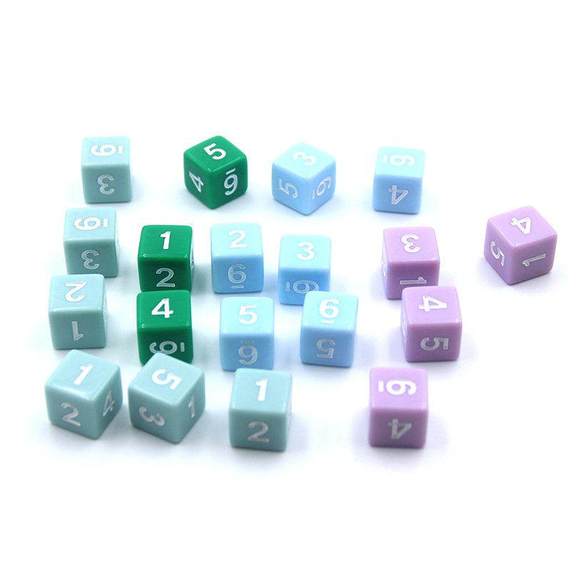 16mm Acrylic Square Numbered Dices Multicolor Solid Education School Family Polyhedral Game Dice
