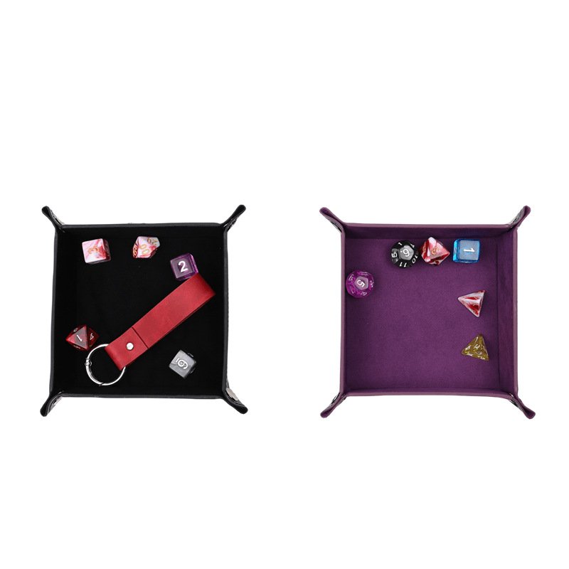 Multicolor FoldingPU leather scroll roll dice mat wood Folding dice tray