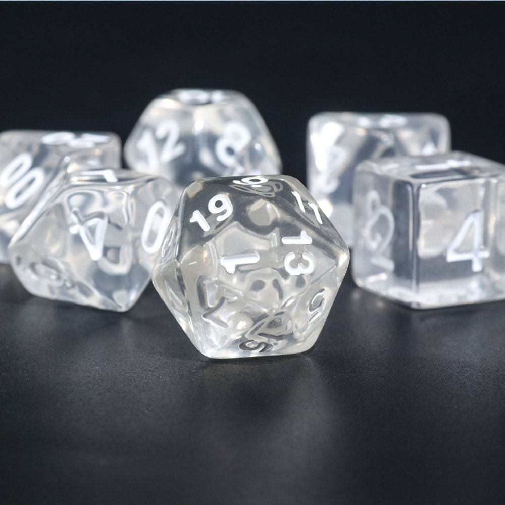 Wholesale Custom Polyhedral DND Dice Set Handmade Transparent Teal Acrylic Dice with Custom Logo for Gaming