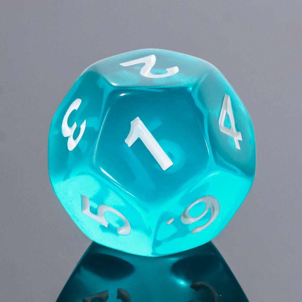 Wholesale Custom Polyhedral DND Dice Set Handmade Transparent Teal Acrylic Dice with Custom Logo for Gaming