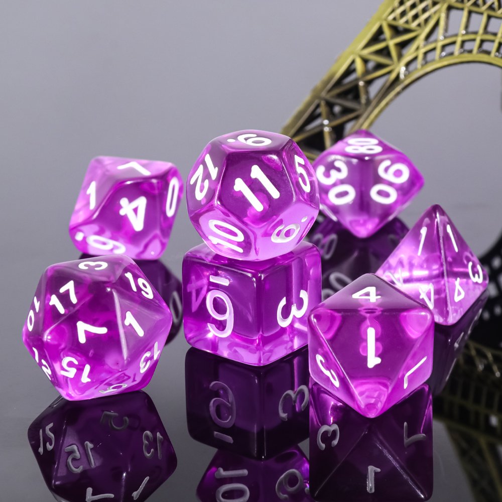 Wholesale Custom Polyhedral DND Dice Set Handmade Transparent Teal Acrylic Dice with Custom Logo for Gaming