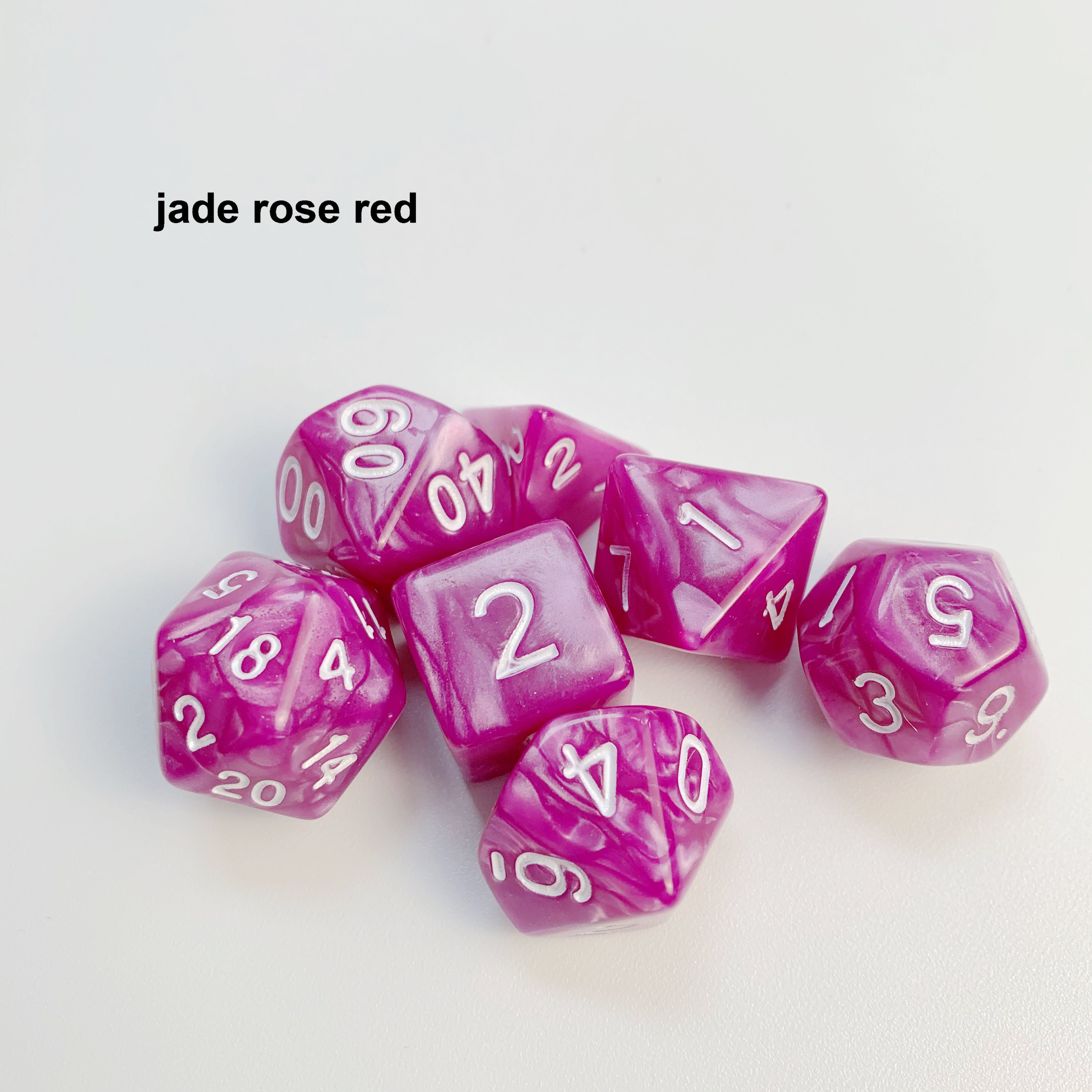 hot sell DND polyhedral TRPG colored jade multi colors custom 7PCS per set plastic dice set with numbers