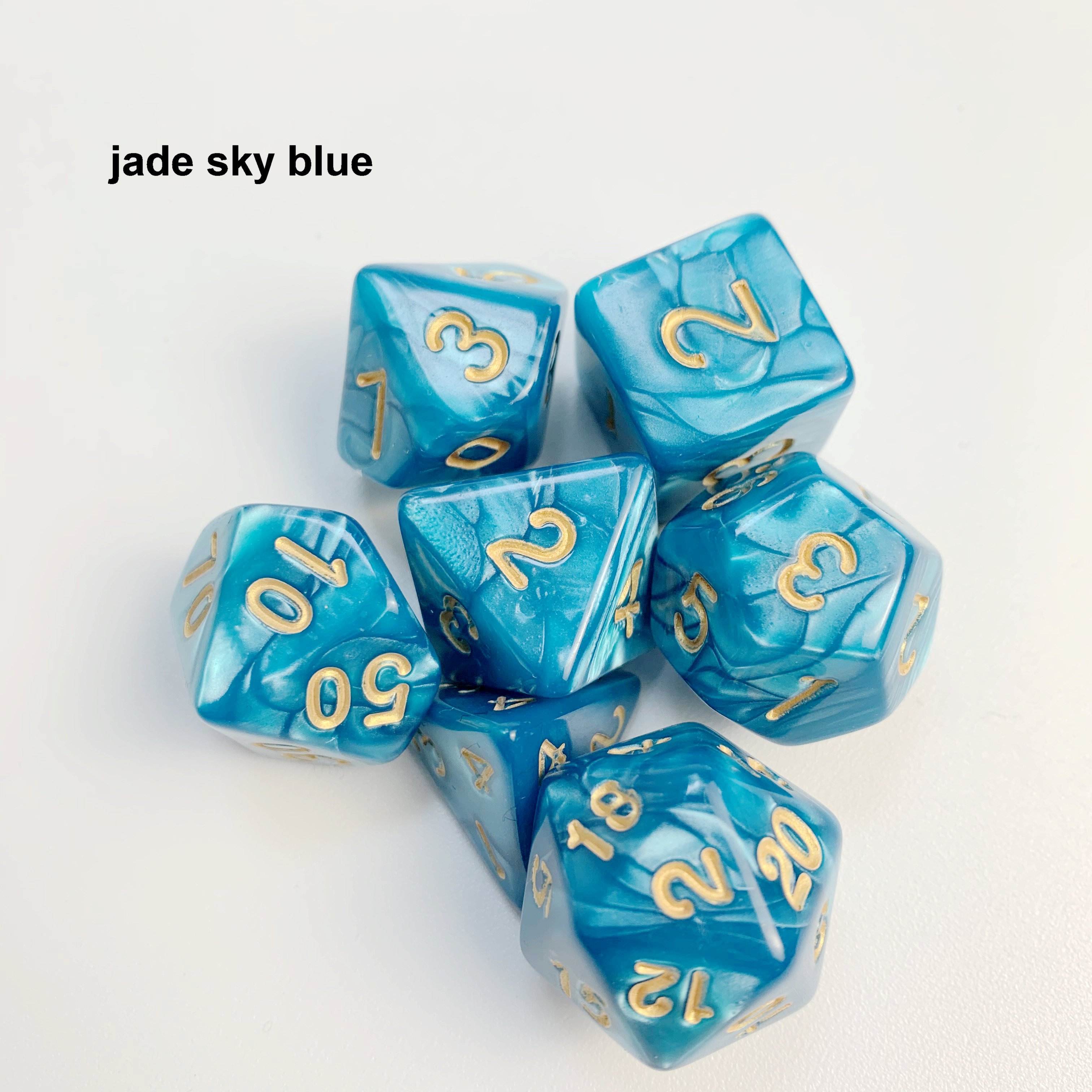 hot sell DND polyhedral TRPG colored jade multi colors custom 7PCS per set plastic dice set with numbers