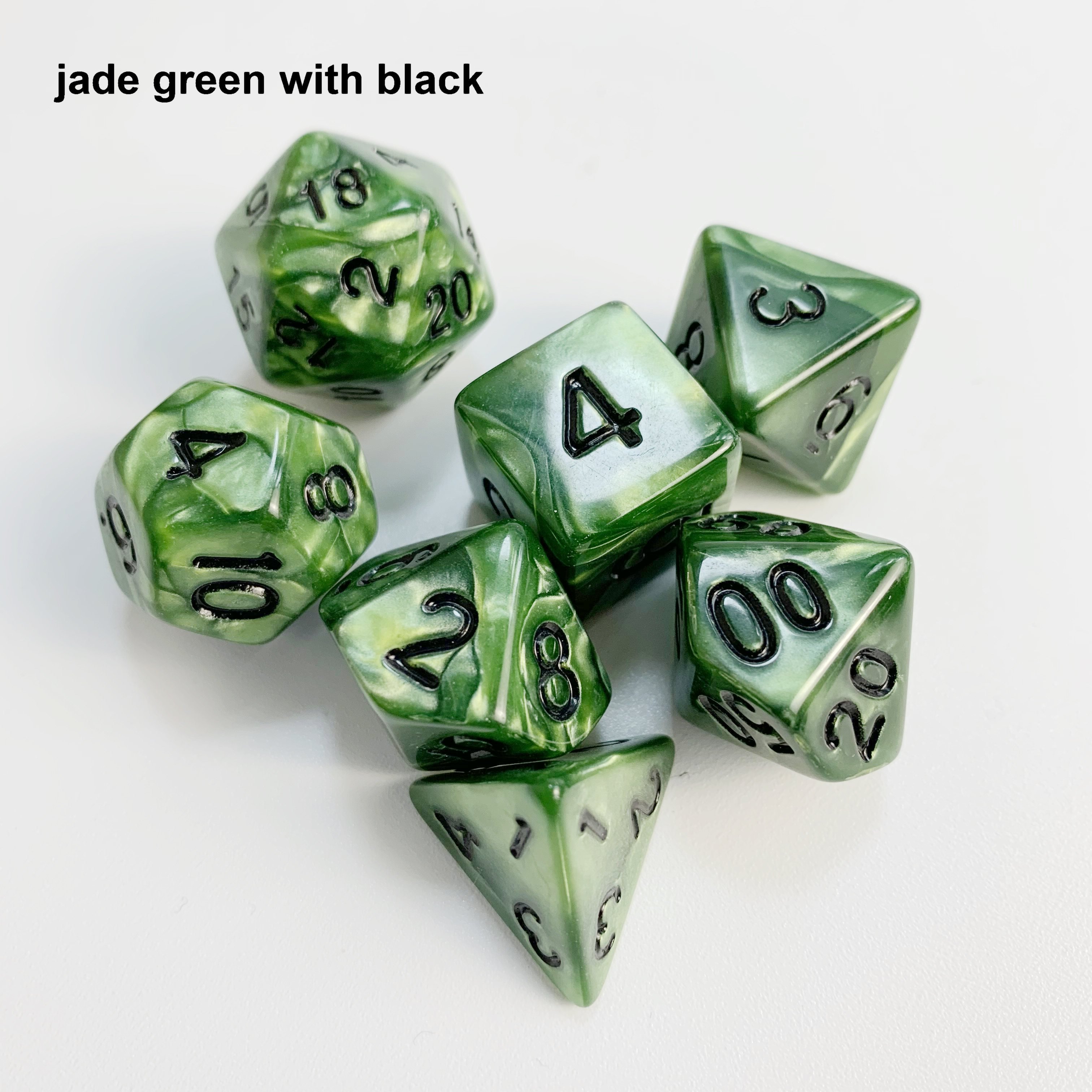 hot sell DND polyhedral TRPG colored jade multi colors custom 7PCS per set plastic dice set with numbers
