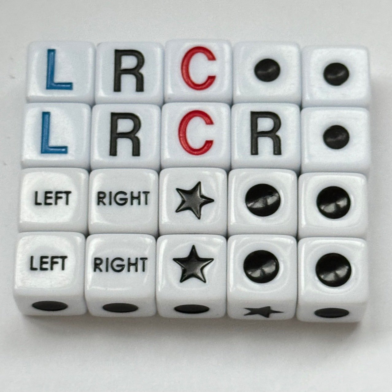 High Quality 16mm White Left Right Center Games Accessories Board Games LRC Dice