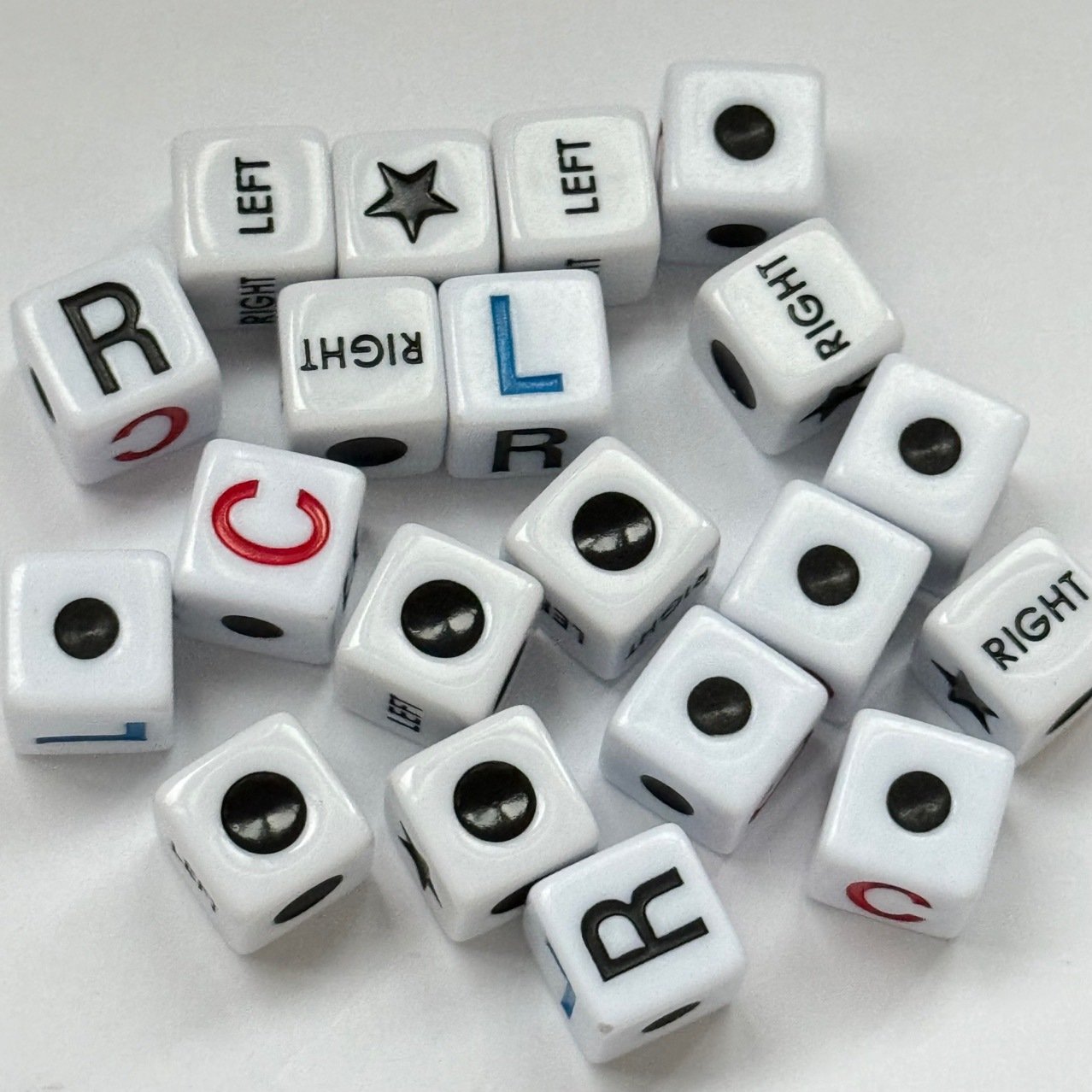 High Quality 16mm White Left Right Center Games Accessories Board Games LRC Dice