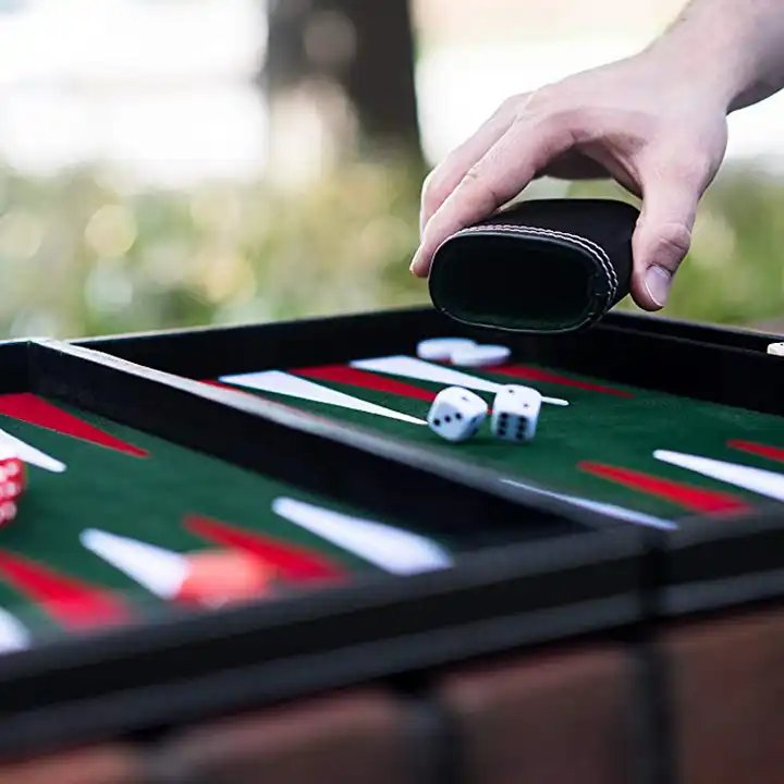 Wholesale Luxury Backgammon with Chips Dice Cups Travel Pu Leather Professional Backgammon Set