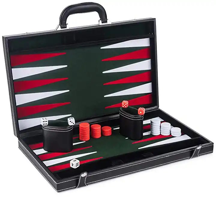 Wholesale Luxury Backgammon with Chips Dice Cups Travel Pu Leather Professional Backgammon Set