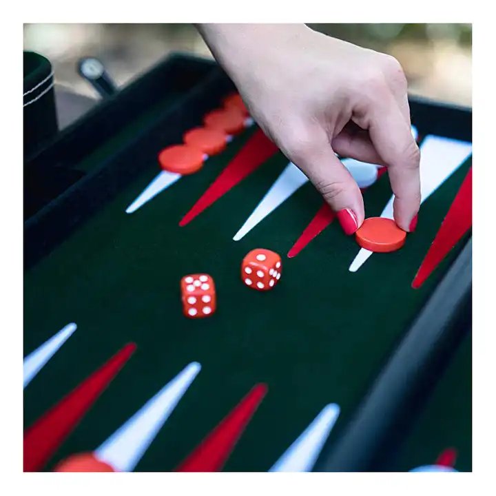 Wholesale Luxury Backgammon with Chips Dice Cups Travel Pu Leather Professional Backgammon Set