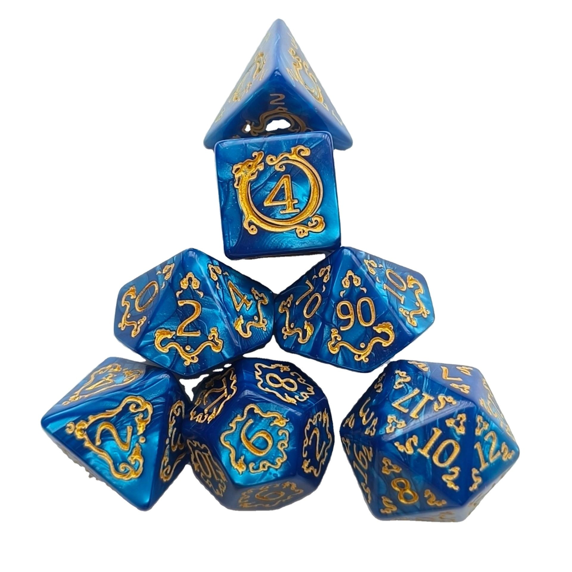 RTS loong series Acrylic bulk dice 7pcs per set dice gaming polyhedral 20 sided faces DND d&d plastic dice sets
